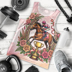 Melbourne Horse Race Men Tank Top Aussie Floral Horseshoe Pink Rose