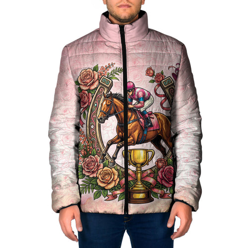 Melbourne Horse Race Padded Jacket Aussie Floral Horseshoe Pink Rose
