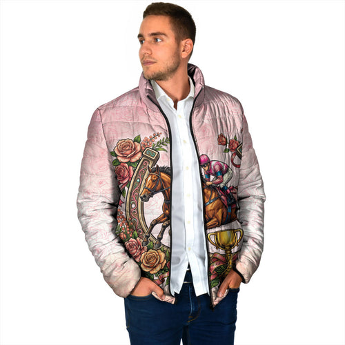 Melbourne Horse Race Padded Jacket Aussie Floral Horseshoe Pink Rose