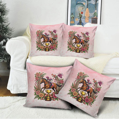 Melbourne Horse Race Pillow Cover Aussie Floral Horseshoe Pink Rose
