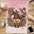 Melbourne Horse Race Puzzle Aussie Floral Horseshoe Pink Rose
