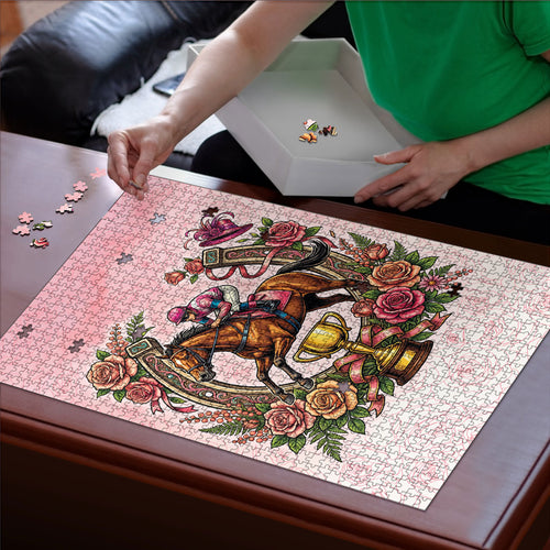 Melbourne Horse Race Puzzle Aussie Floral Horseshoe Pink Rose