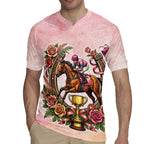 Melbourne Horse Race Rugby Jersey Aussie Floral Horseshoe Pink Rose