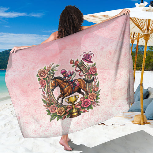 Melbourne Horse Race Sarong Aussie Floral Horseshoe Pink Rose