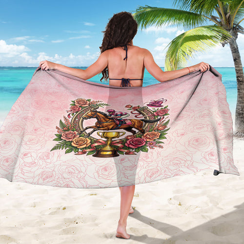 Melbourne Horse Race Sarong Aussie Floral Horseshoe Pink Rose