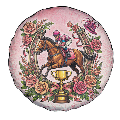 Melbourne Horse Race Spare Tire Cover Aussie Floral Horseshoe Pink Rose