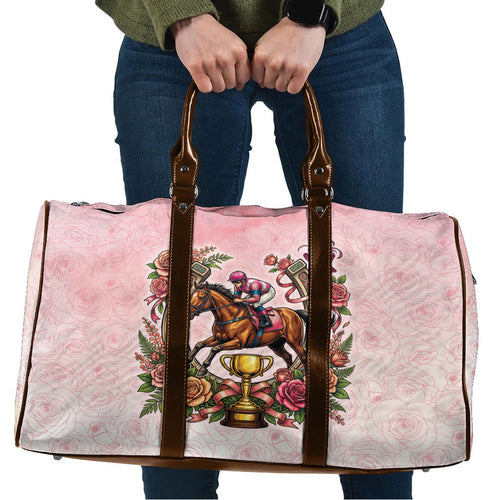 Melbourne Horse Race Travel Bag Aussie Floral Horseshoe Pink Rose