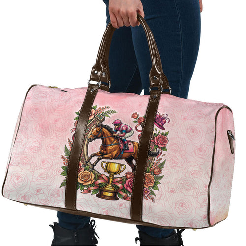 Melbourne Horse Race Travel Bag Aussie Floral Horseshoe Pink Rose