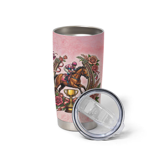 Melbourne Horse Race Tumbler Cup Aussie Floral Horseshoe Pink Rose