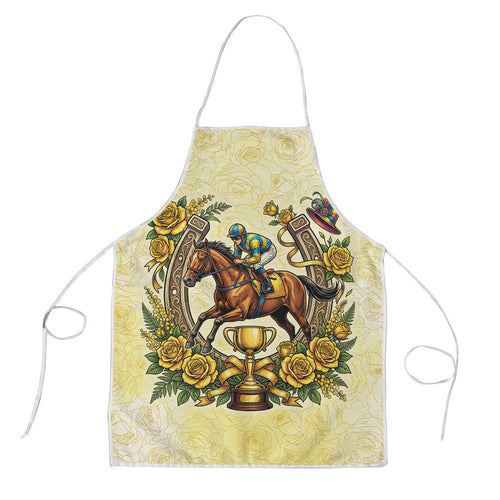 Melbourne Horse Race Apron Aussie Floral Horseshoe Yellow Rose