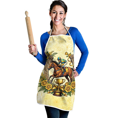 Melbourne Horse Race Apron Aussie Floral Horseshoe Yellow Rose