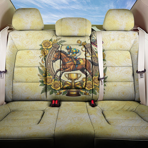 Melbourne Horse Race Back Car Seat Cover Aussie Floral Horseshoe Yellow Rose