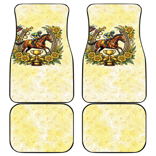 Melbourne Horse Race Car Mats Aussie Floral Horseshoe Yellow Rose