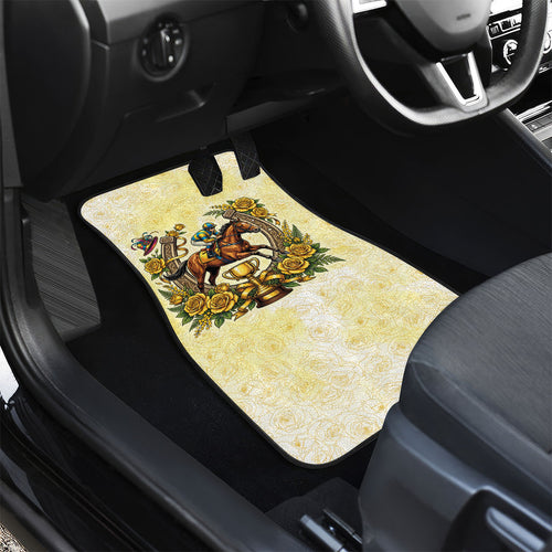 Melbourne Horse Race Car Mats Aussie Floral Horseshoe Yellow Rose