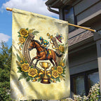 Melbourne Horse Race Garden Flag Aussie Floral Horseshoe Yellow Rose