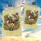 Melbourne Horse Race Garden Flag Aussie Floral Horseshoe Yellow Rose