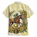 Melbourne Horse Race Hawaiian Shirt Aussie Floral Horseshoe Yellow Rose