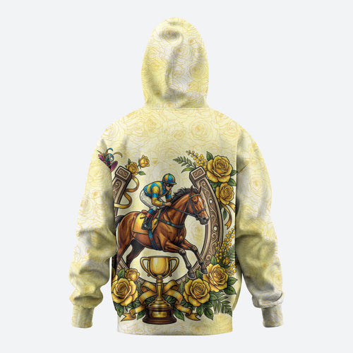 Melbourne Horse Race Hoodie Aussie Floral Horseshoe Yellow Rose