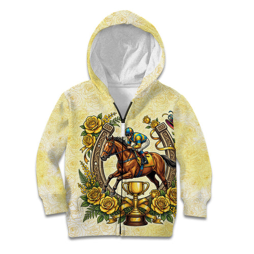 Melbourne Horse Race Kid Hoodie Aussie Floral Horseshoe Yellow Rose