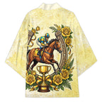 Melbourne Horse Race Kimono Aussie Floral Horseshoe Yellow Rose