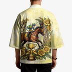 Melbourne Horse Race Kimono Aussie Floral Horseshoe Yellow Rose