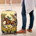 Melbourne Horse Race Luggage Cover Aussie Floral Horseshoe Yellow Rose