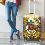 Melbourne Horse Race Luggage Cover Aussie Floral Horseshoe Yellow Rose