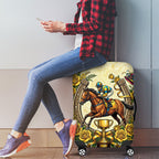 Melbourne Horse Race Luggage Cover Aussie Floral Horseshoe Yellow Rose