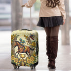 Melbourne Horse Race Luggage Cover Aussie Floral Horseshoe Yellow Rose
