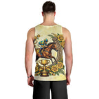 Melbourne Horse Race Men Tank Top Aussie Floral Horseshoe Yellow Rose