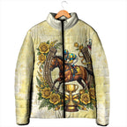 Melbourne Horse Race Padded Jacket Aussie Floral Horseshoe Yellow Rose