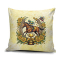 Melbourne Horse Race Pillow Cover Aussie Floral Horseshoe Yellow Rose