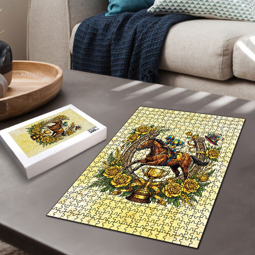 Melbourne Horse Race Puzzle Aussie Floral Horseshoe Yellow Rose