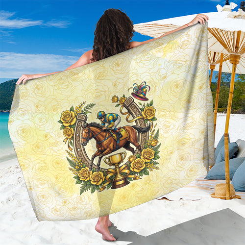 Melbourne Horse Race Sarong Aussie Floral Horseshoe Yellow Rose