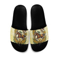 Melbourne Horse Race Slide Sandals Aussie Floral Horseshoe Yellow Rose