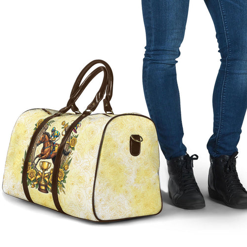 Melbourne Horse Race Travel Bag Aussie Floral Horseshoe Yellow Rose