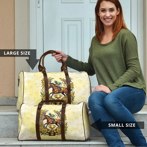 Melbourne Horse Race Travel Bag Aussie Floral Horseshoe Yellow Rose