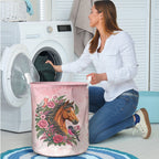 Melbourne Horse Pink Rose Wreath Laundry Basket Aussie Galah Cockatoo and Pink Robin