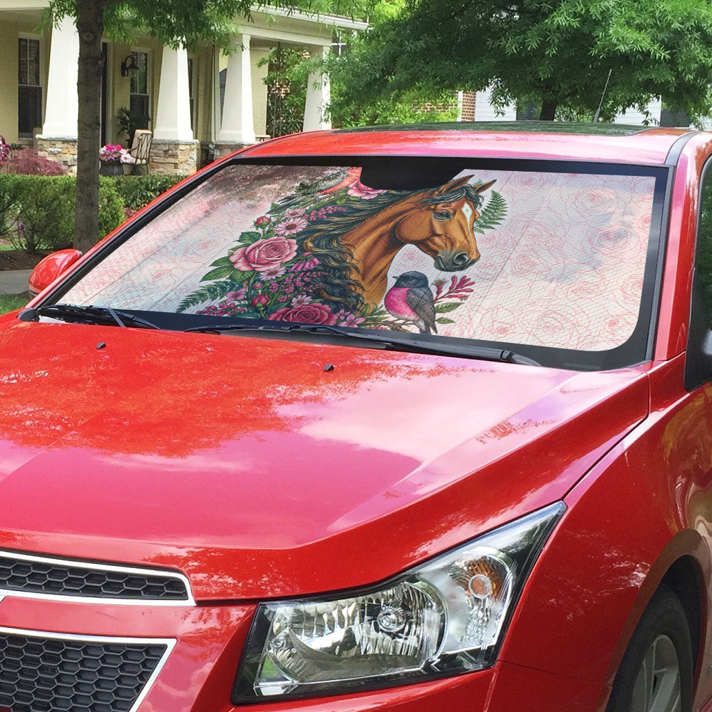 Melbourne Horse Pink Rose Wreath Auto Sun Shade Aussie Galah Cockatoo and Pink Robin