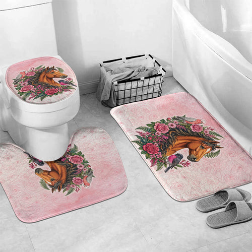 Melbourne Horse Pink Rose Wreath Bathroom Set Aussie Galah Cockatoo and Pink Robin