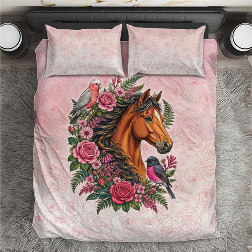 Melbourne Horse Pink Rose Wreath Bedding Set Aussie Galah Cockatoo and Pink Robin