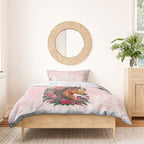 Melbourne Horse Pink Rose Wreath Bedding Set Aussie Galah Cockatoo and Pink Robin