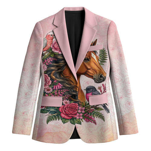 Melbourne Horse Pink Rose Wreath Blazer Aussie Galah Cockatoo and Pink Robin