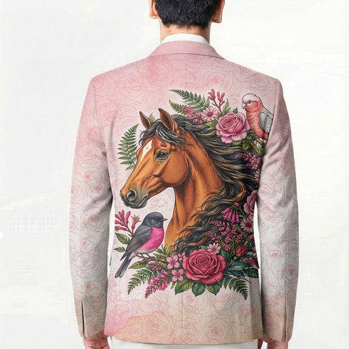 Melbourne Horse Pink Rose Wreath Blazer Aussie Galah Cockatoo and Pink Robin