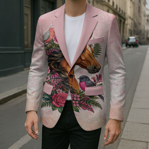 Melbourne Horse Pink Rose Wreath Blazer Aussie Galah Cockatoo and Pink Robin