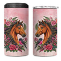 Melbourne Horse Pink Rose Wreath 4 in 1 Can Cooler Tumbler Aussie Galah Cockatoo and Pink Robin