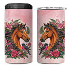Melbourne Horse Pink Rose Wreath 4 in 1 Can Cooler Tumbler Aussie Galah Cockatoo and Pink Robin