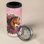 Melbourne Horse Pink Rose Wreath 4 in 1 Can Cooler Tumbler Aussie Galah Cockatoo and Pink Robin