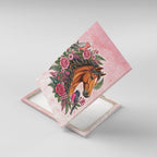 Melbourne Horse Pink Rose Wreath Canvas Wall Art Aussie Galah Cockatoo and Pink Robin