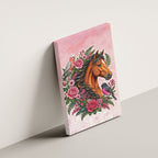 Melbourne Horse Pink Rose Wreath Canvas Wall Art Aussie Galah Cockatoo and Pink Robin
